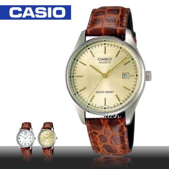 【CASIO 卡西歐】簡約時尚 防水 皮革錶帶 礦物玻璃 日期顯示 指標男錶(MTP-1175E-9A)