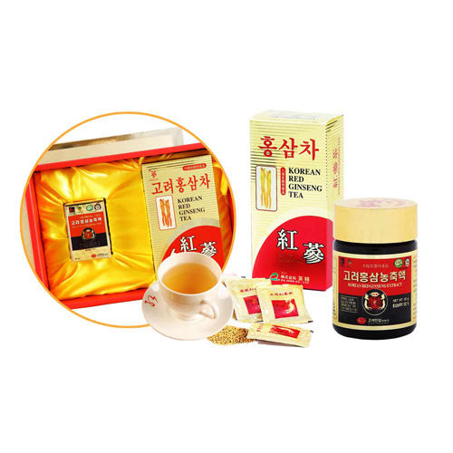 韓國金蔘伴手禮盒組-高麗紅蔘精(50g/罐)+紅蔘茶包(30入/盒)