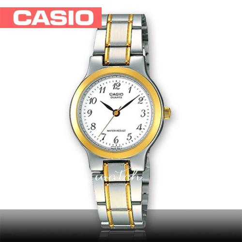 【CASIO 卡西歐】簡約時尚_雙色不鏽鋼錶帶_礦物玻璃_氣質指針女錶(LTP-1131G-7B)