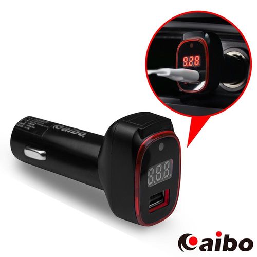 aibo AB444 USB數位電表 QC2.0 9V快充車用充電器