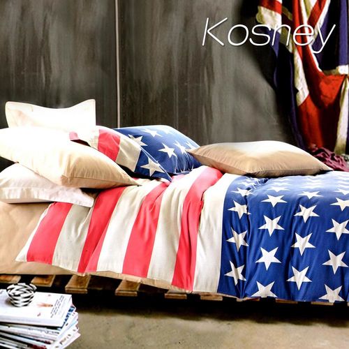 【KOSNEY】歐美派對 雙人精梳棉四件式床包被套組MIT台灣製造