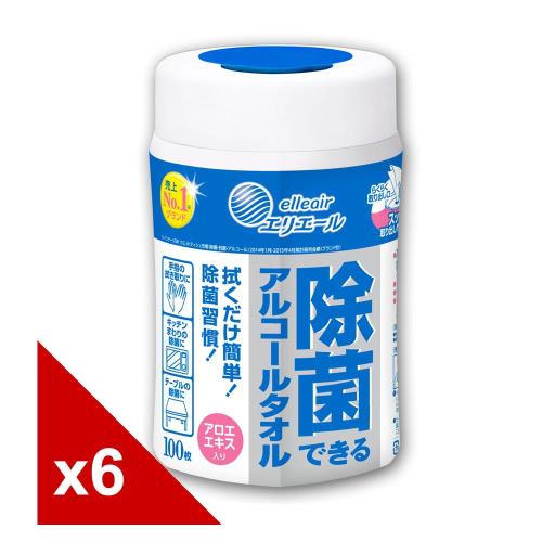 日本大王elleair抗菌濕紙巾 (100抽x6包)
