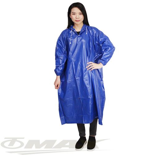 OMAX披風雨衣-藍色2XL-1入+透明雨鞋套2雙(1包)