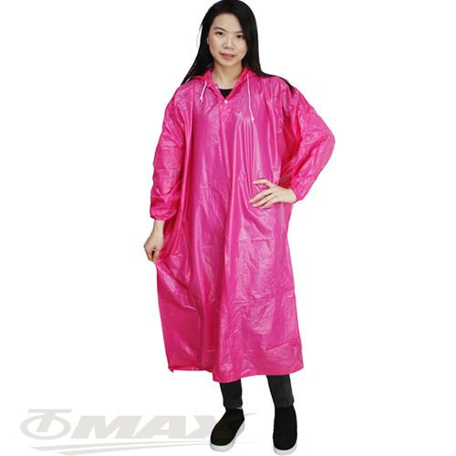 OMAX披風雨衣-粉紅XL-1入+透明雨鞋套2雙(1包)