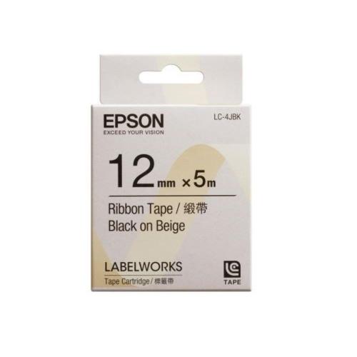EPSON LC-4JBK C53S625048 緞帶系列米色底黑字標籤帶(寬度12mm)
