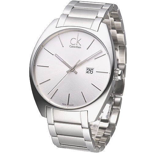 cK 魅力極簡風大錶徑男錶-銀白K2F21126