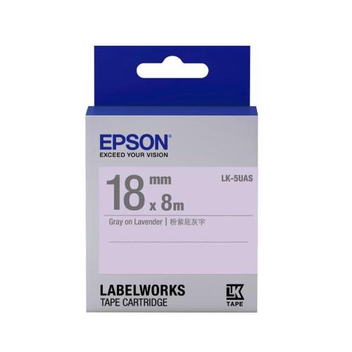 EPSON LK-5UAS 淡彩系列淡紫底灰字標籤帶(寬度18mm)