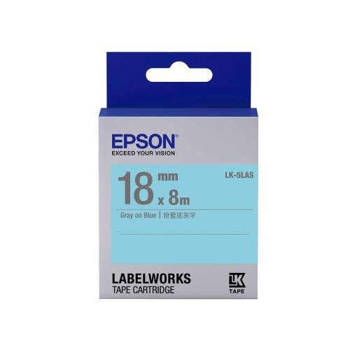 EPSON LK-5LAS 淡彩系列藍底灰字標籤帶(寬度18mm)