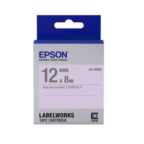 EPSON LK-4UAS  淡彩系列淡紫灰底灰字標籤帶(寬度12mm)