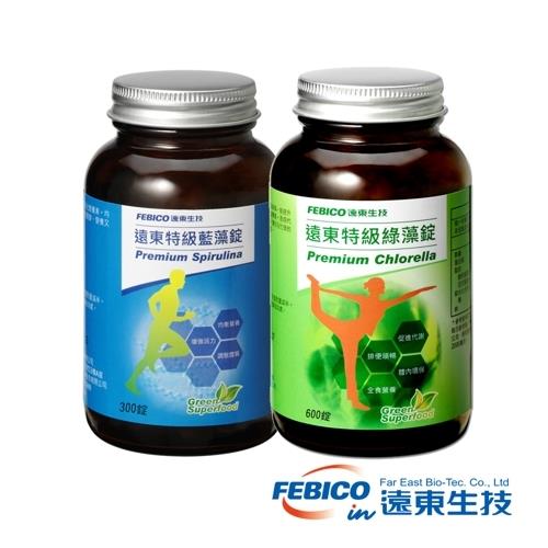 【遠東生技】特級綠藻600錠1瓶+特級藍藻300錠1瓶(2件組)