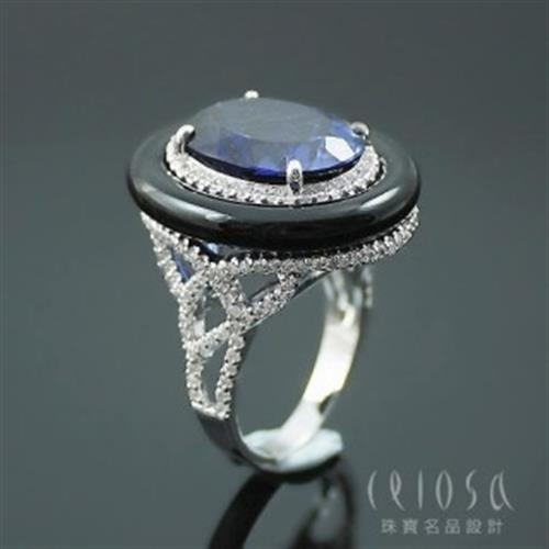 【Celosa珠寶】晶彩之媚藍寶黑瑪瑙戒指