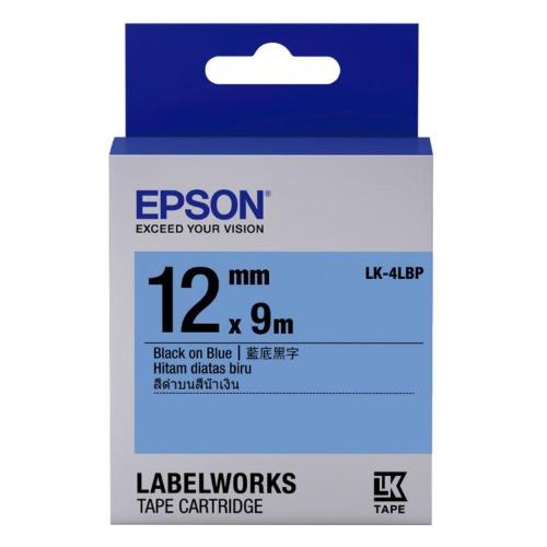 EPSON LK-4LBP 粉彩系列藍底黑字標籤帶(寬度12mm)