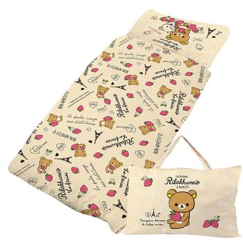 【享夢城堡】拉拉熊 巴黎草莓系列-精梳棉鋪棉冬夏兩用兒童睡袋