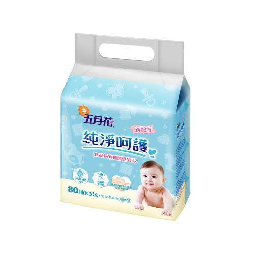 五月花 嬰兒濕紙巾有蓋超厚型80抽x3包x8袋