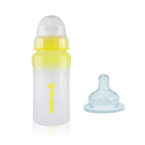 優生矽晶奶瓶(寬口L)黃+贈M奶嘴
