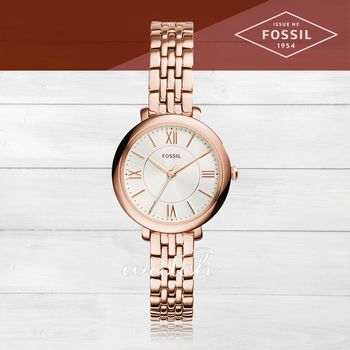 【FOSSIL】氣質必備_時尚簡約_不鏽鋼錶帶_日期顯示_指針女錶(ES3799)