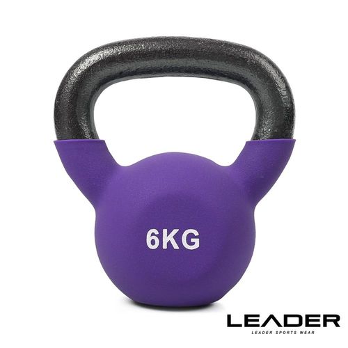 Leader X 專業健身亮彩鑄鐵壺鈴 KettleBell 6kg 紫色