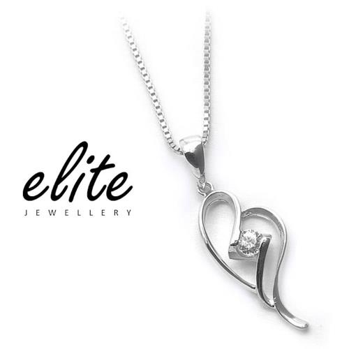【Elite 伊麗珠寶】925純銀項鍊 八心八箭美鑽系列 - 心動戀曲