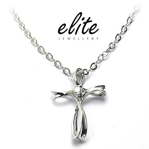 【Elite 伊麗珠寶】925純銀項鍊 八心八箭美鑽系列 - 個性十字架