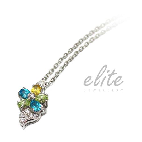【Elite 伊麗珠寶】925純銀項鍊 八心八箭美鑽系列 - 繽紛花園