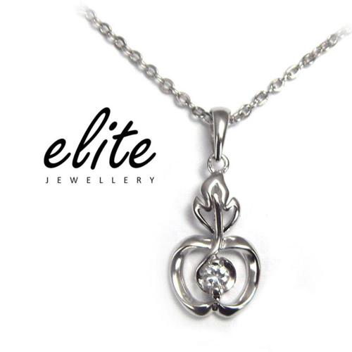 【Elite 伊麗珠寶】925純銀項鍊 八心八箭美鑽系列 - 青蘋果樂園
