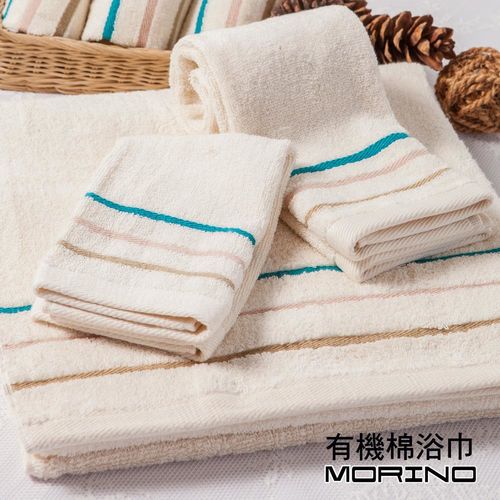 【MORINO】有機棉三緞條浴巾(一條組)
