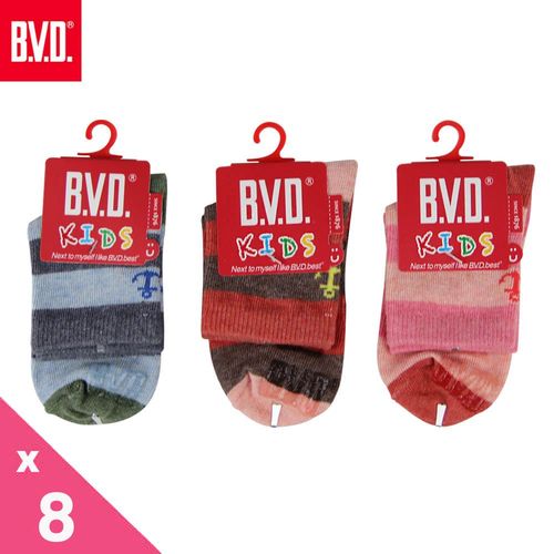 【BVD】條紋海錨3/4童襪-8雙組(B258.B259童襪)