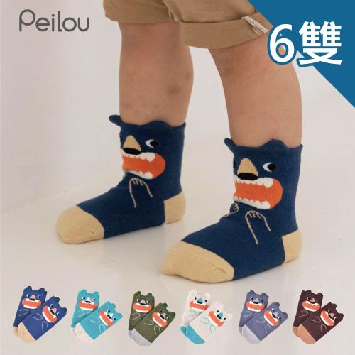 PEILOU 貝柔立體止滑童短襪-北極熊(6雙)
