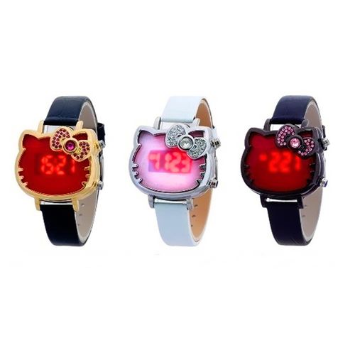 【HELLO KITTY】奢華時尚LED晶鑽腕錶(正版授權)