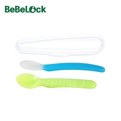 任-BeBeLock兩階段柔軟湯匙組(附盒)藍綠