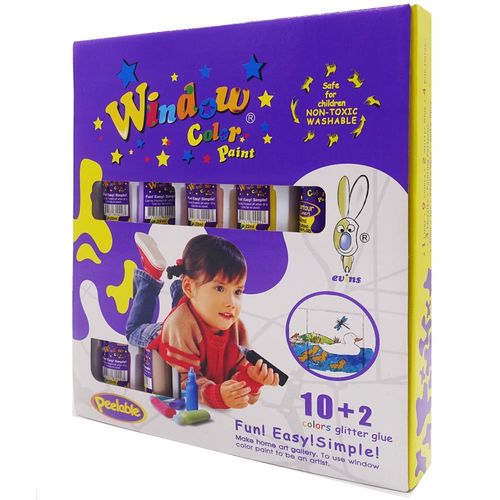 【BabyTiger虎兒寶】愛玩色 MIT兒童無毒彩繪玻璃貼 - 盒裝組 10+2 色