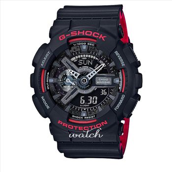 【CASIO 卡西歐 G-SHOCK 系列】時尚潮流 經典配色 雙色錶帶 防磁防震 防水 男錶(GA-110HR)