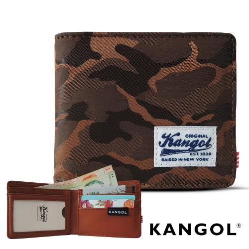 【KANGOL】韓式潮流 多夾層橫式短皮夾+鑰匙圈禮盒(迷彩棕 KG1162-33)