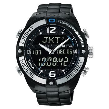 ALBA 雅柏 W兩個世界雙顯腕錶-黑/45mm N021-X002SD(AZ4015X1)