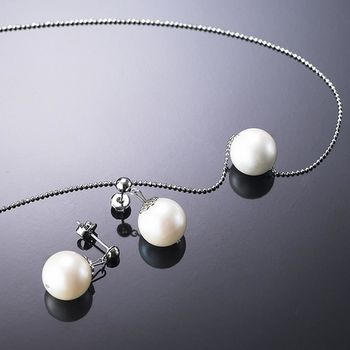 (小樂珠寶) 台北市新北市結婚珠寶設計，高品質珠寶--全美正圓3A南洋深海貝珍珠項鍊耳環套組多件