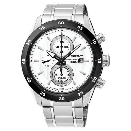 SEIKO精工Criteria零極限三眼計時腕錶-白x銀/44mmV176-0AR0W(SSC535P1)