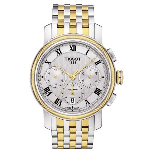TISSOTBridgeport羅馬計時機械腕錶-銀x雙色版/42mmT0974272203300