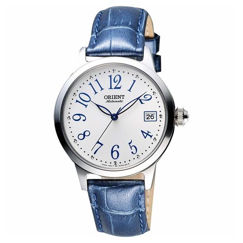 ORIENT 東方錶 花漾年華機械女錶-銀x藍/36mm WJFAC06003W