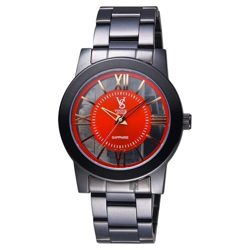 VOGUE 曼波系列鏤空藝術腕錶-紅x黑/38mm 9V1601-141D-R