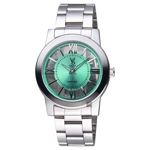 VOGUE 曼波系列鏤空藝術腕錶-綠x銀/38mm 9V1601-141S-G