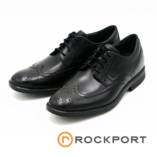Rockport 奢華牛津雕花綁帶皮鞋-黑