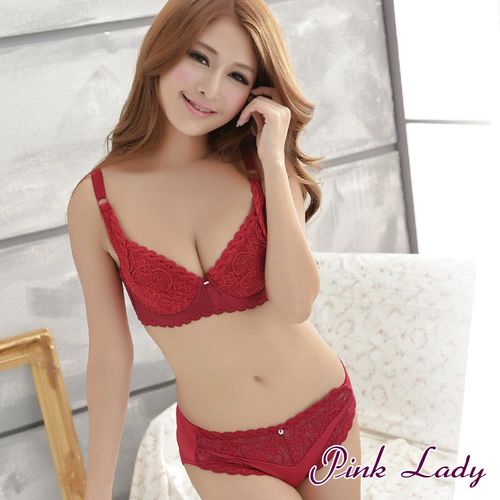 【PINK LADY】花舞香頌 薄襯BC罩成套內衣6809(紅)