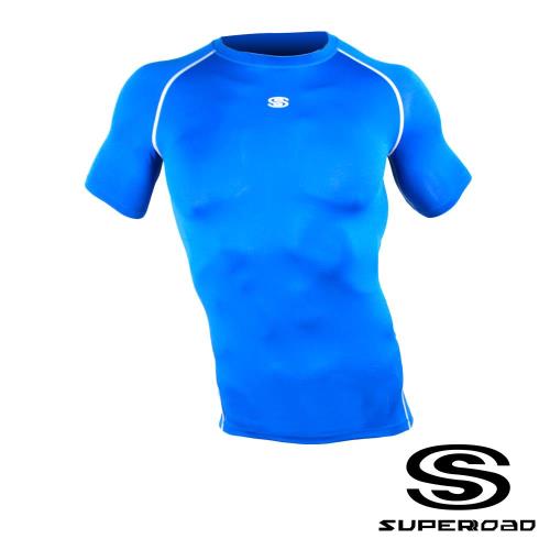 【SUPEROAD SPORTS】Muscle Support專業機能運動短袖緊身衣(寶藍色) 