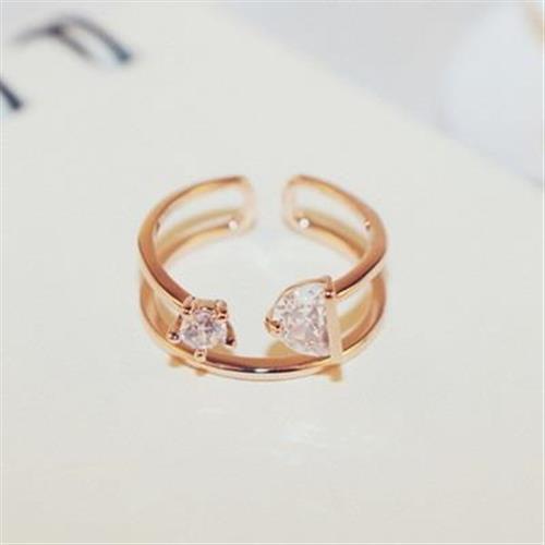 【米蘭精品】玫瑰金戒指鑲鑽銀飾-經典潮流時尚高貴73by44