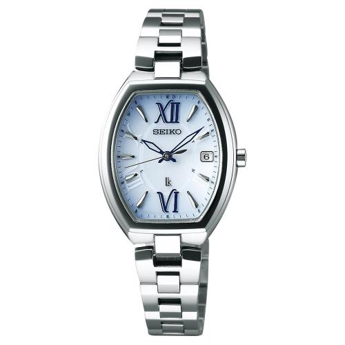 SEIKO 精工 LUKIA 鈦 優雅太陽能電波女錶-藍x銀/26mm 1B22-0BY0B(SSQW027J)