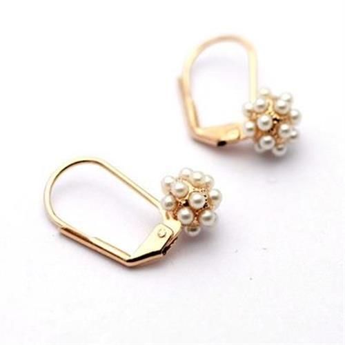 【米蘭精品】玫瑰金耳環珍珠純銀耳飾唯美氣質花球造型73gs155