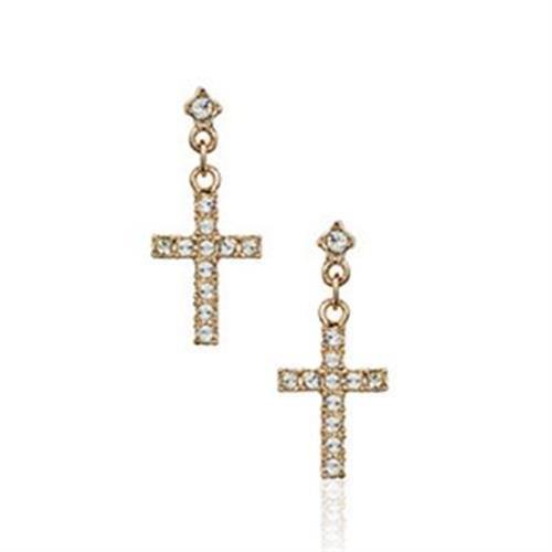 【米蘭精品】玫瑰金耳環鑲鑽純銀耳飾簡約個性十字架造型2色73gs231