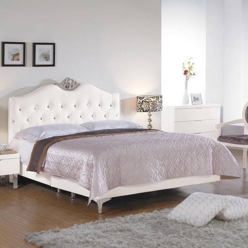 Boden-曼妮5尺白色皮革雙人床組(不含床墊)