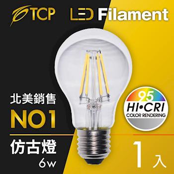 美國TCP LED Filament復刻版鎢絲燈泡 A60 ( 6W )