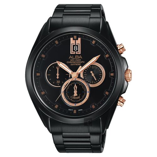 ALBA 台灣獨賣情人節限量計時腕錶-黑/43mm VD53-X264K(AT3B11X1)